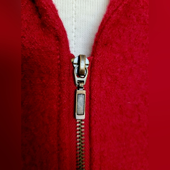 TRIA Women's 100%Wool Jacket Zip Front Boiled Wool Maroon XL - Picture 9 of 16